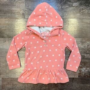 Carters Little Girls Fleece Hoodie with Bows and Ruffled Bottom 4T Coral Color